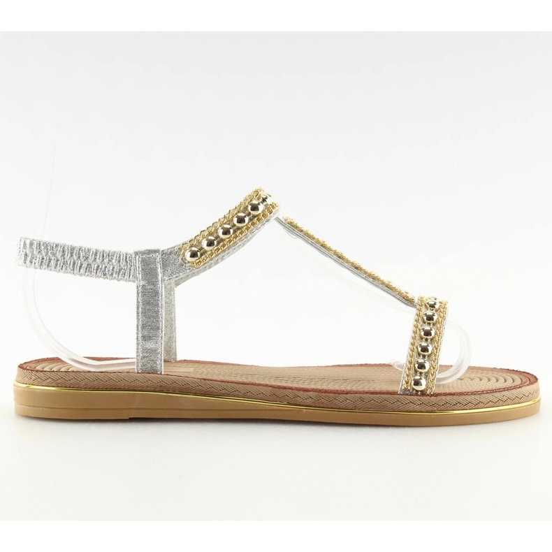 Sandale de damă argintii S37-san Silver gri