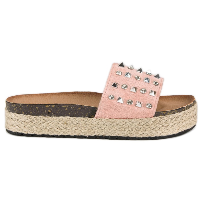 L. Lux. Shoes Espadrile șlapi cu știfturi roz