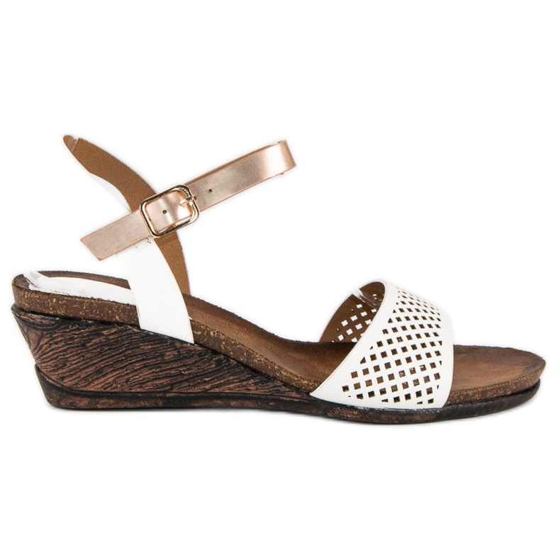 Sandale cu pană Vinceza alb