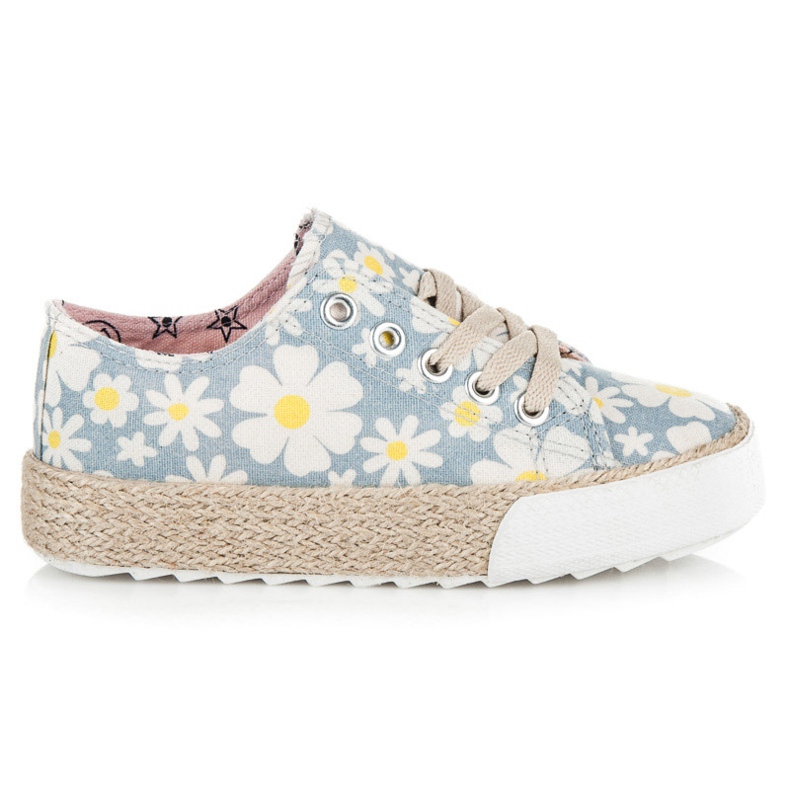 Kylie Adidasi espadrilles in margarete alb albastru galben