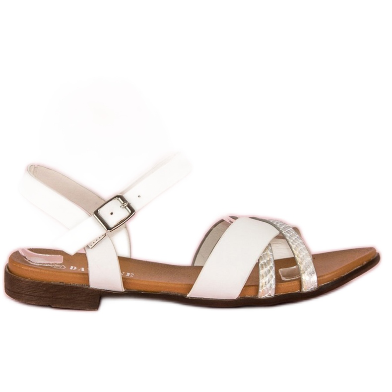 L. Day Sandale plate albe gri