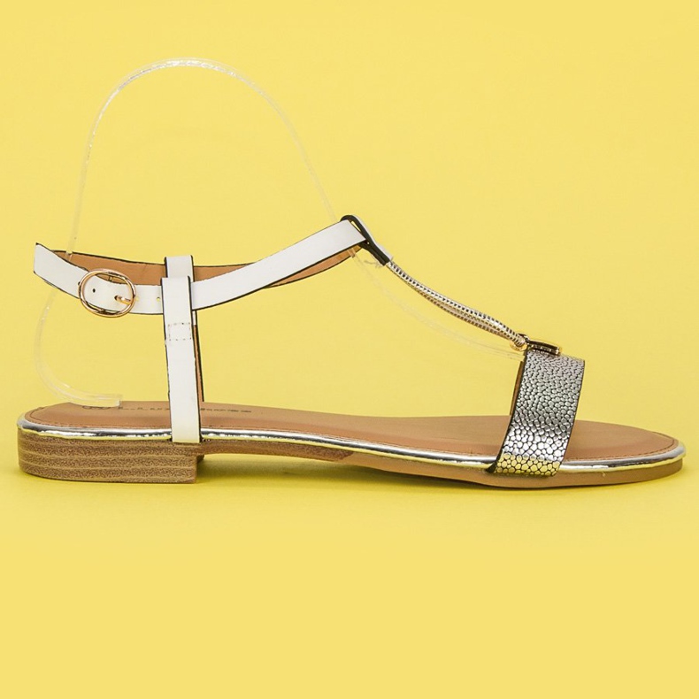 L. Lux. Shoes Sandale plate albe gri