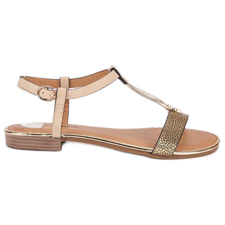 L. Lux. Shoes Sandale plate bej maro galben