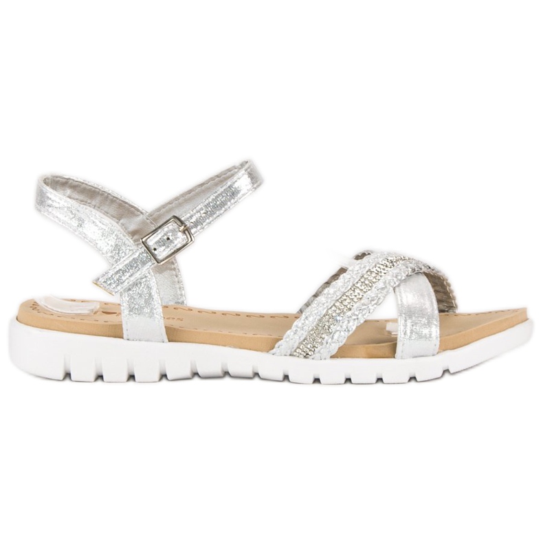 Top Shoes Sandale plate argintii gri