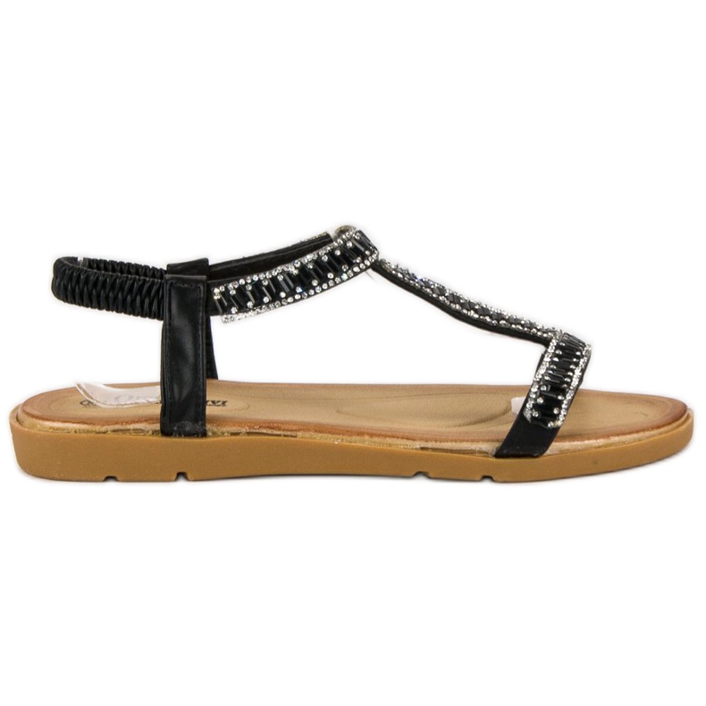 Queen Vivi Sandale negre cu bandă elastică negru Queen Vivi Sandale negre cu bandă elastică negru