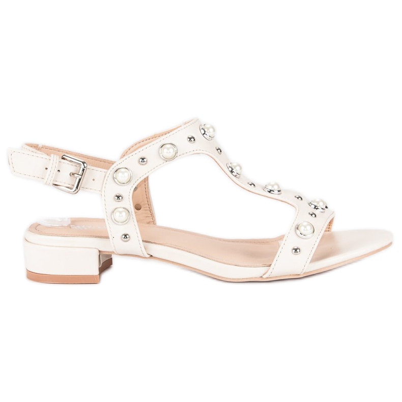 Renda Sandale cu toc inalt cu perle maro