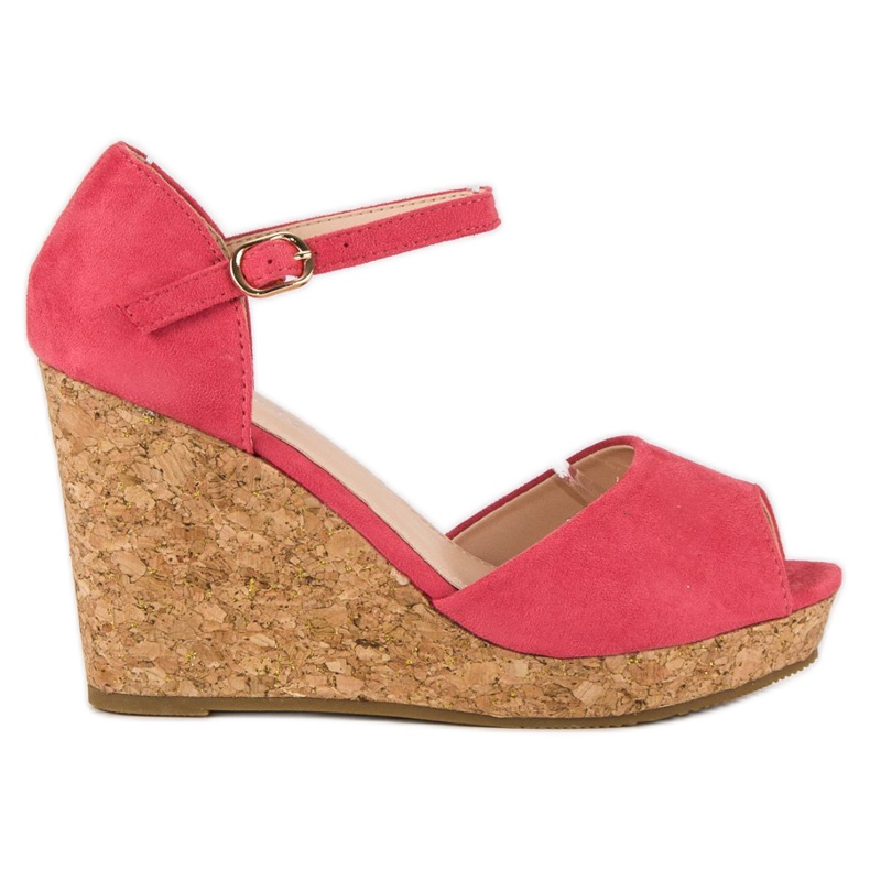 Super Me Sandale pe toc de plută roz Super Me Sandale pe toc de plută roz