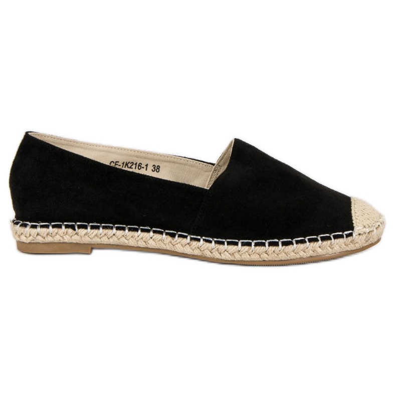 Best Shoes Espadrile din piele intoarsa neagra negru