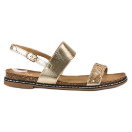 Via Giulia  Sandale plate cu cataramă galben