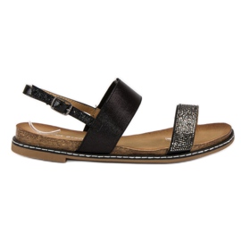 Via Giulia  Sandale plate cu cataramă negru