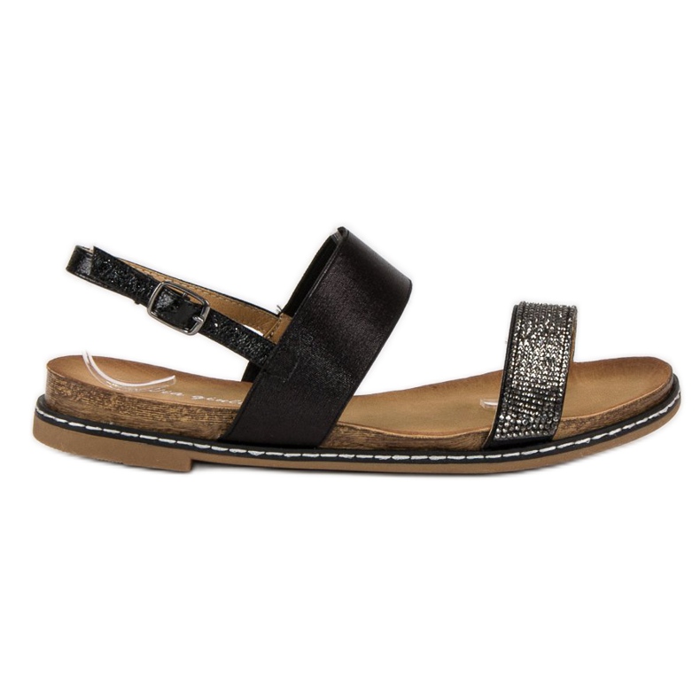 Via Giulia  Sandale plate cu cataramă negru