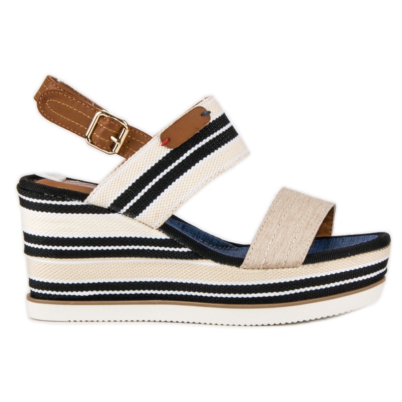 Sandale cu pană cu nervuri maro