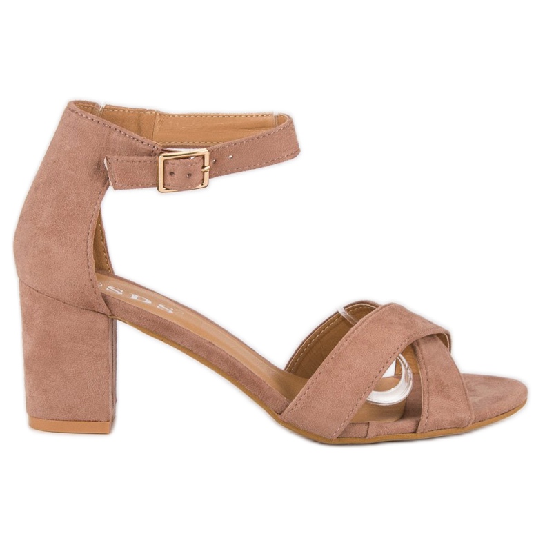 SDS Sandale de piele intoarsa pe un post roz