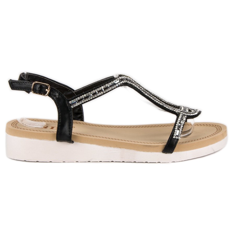 SDS Sandale plate confortabile negru