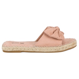 Queen Vivi Flip-flops espadrile din piele intoarsa roz