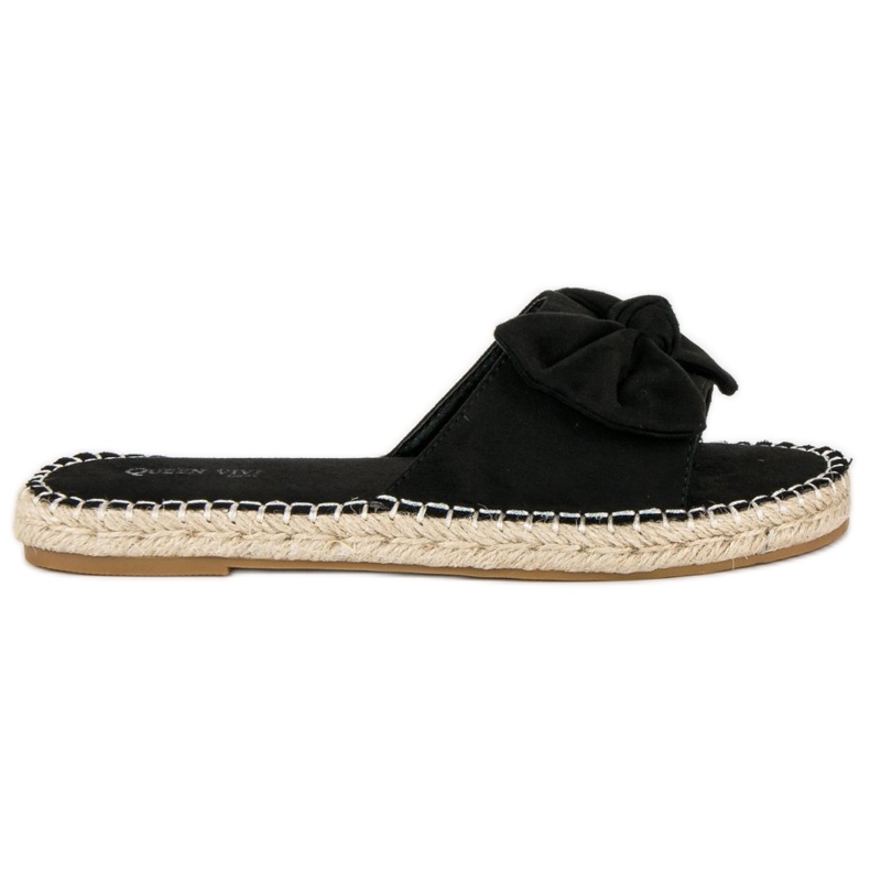 Queen Vivi Flip-flops espadrile din piele intoarsa negru