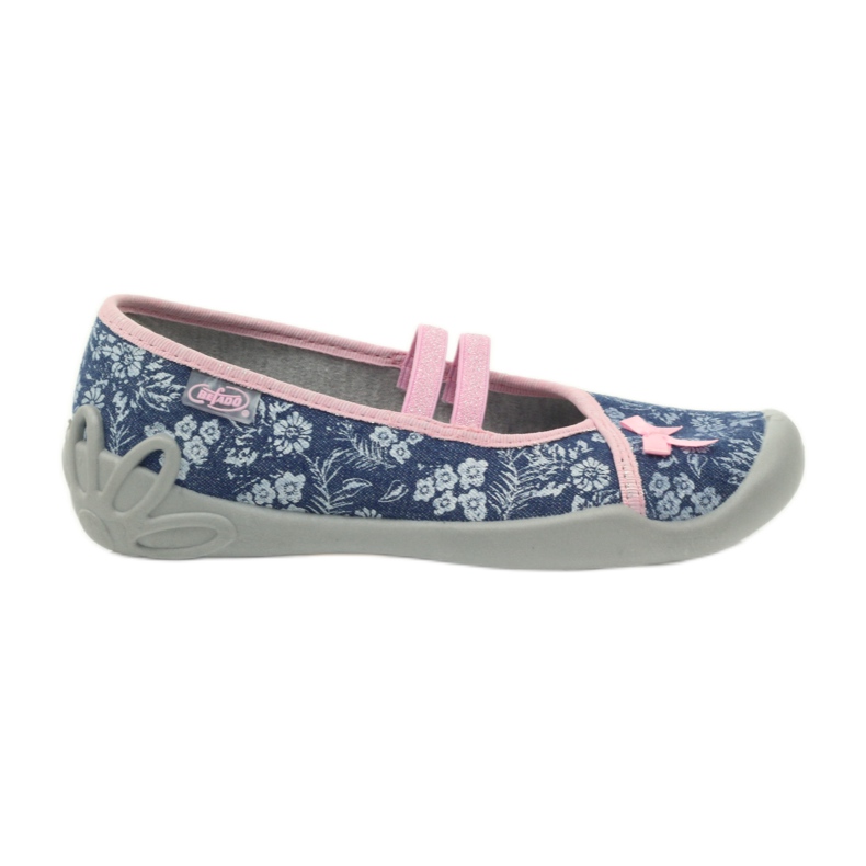 Papuci flori Befado 116y232 blugi albastru roz albastru marin