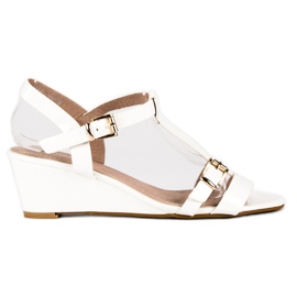 Beauty Girl'S Sandale cu pană lacuite alb