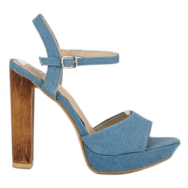 R'S Sandale din denim cu toc înalt albastru R'S Sandale din denim cu toc înalt albastru