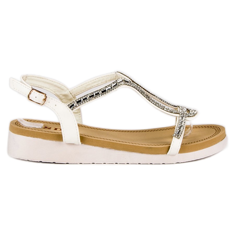 SDS Sandale plate confortabile alb