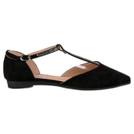 Nio Nio Sandale plate din piele intoarsa in Spitz negru Nio Nio Sandale plate din piele intoarsa in Spitz negru