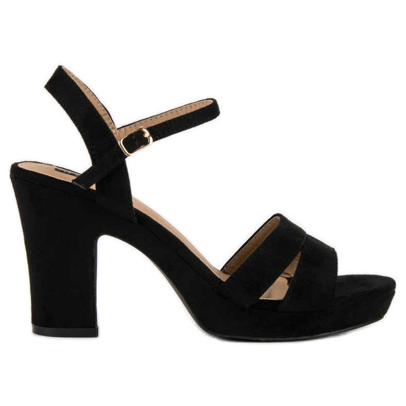 Milaya Sandale la modă cu toc înalt negru Milaya Sandale la modă cu toc înalt negru