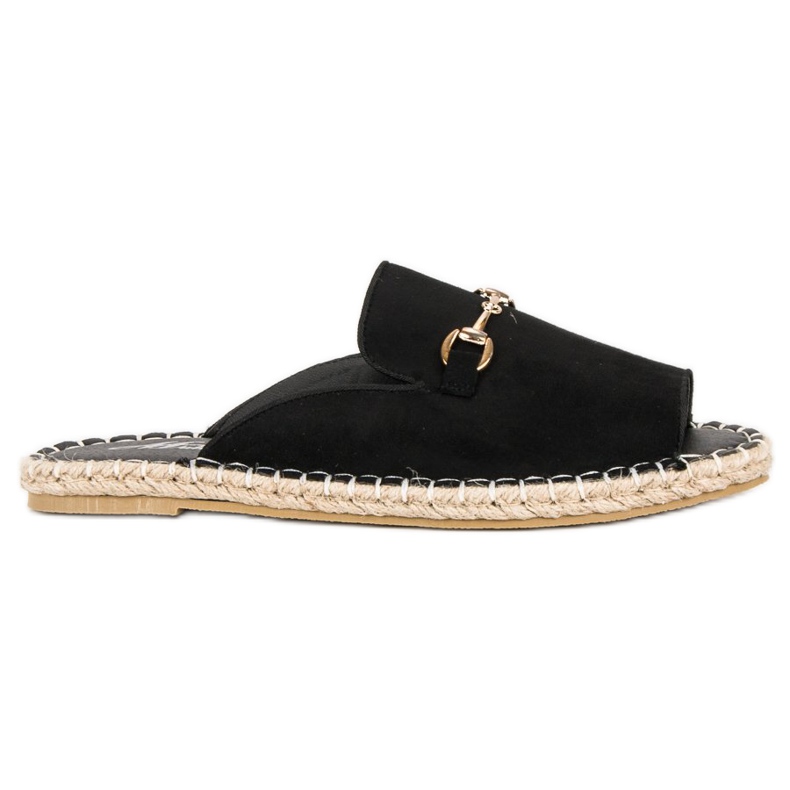 Espadrile cu flip-flops din piele intoarsa neagra negru