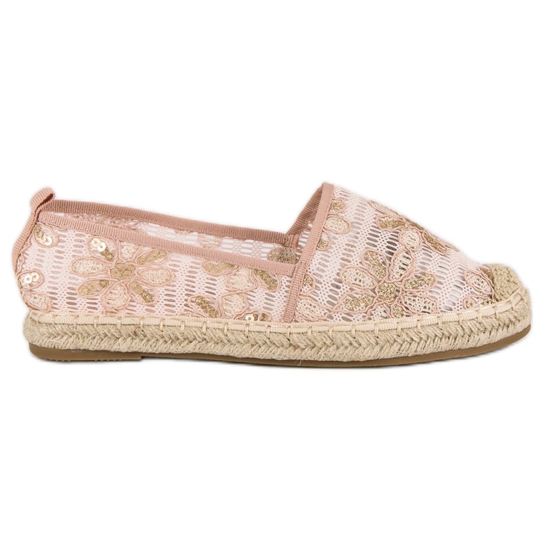 Seastar Espadrile din dantelă galben roz