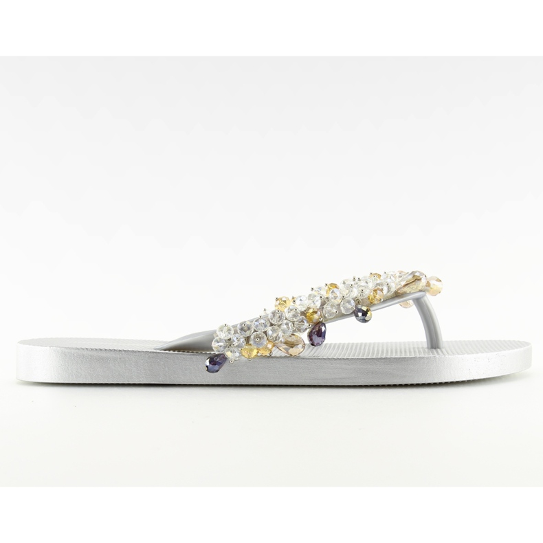 Flip flops cu argint JH68 Margele de argint gri
