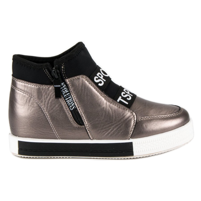 Adidași din grafit cu fermoar maro gri