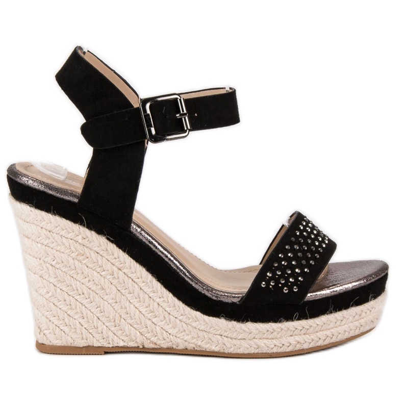Sweet Shoes Espadrile negre pe pane negru Sweet Shoes Espadrile negre pe pane negru
