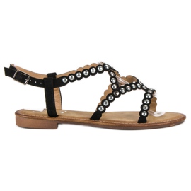 Small Swan Sandale plate casual negru Small Swan Sandale plate casual negru