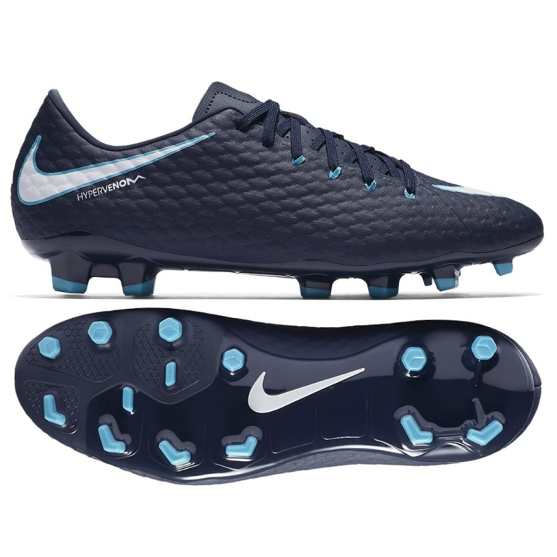 Ghete de fotbal Nike Hypervenom Phelon Iii Fg M 852556-414 albastru marin albastru marin