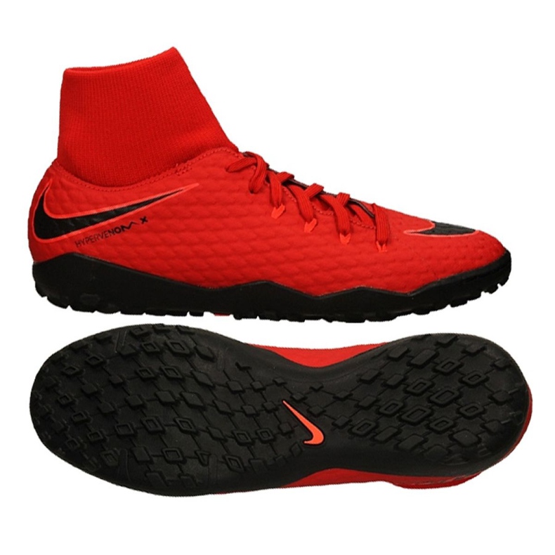 Ghete de fotbal Nike Hypervenomx Phelon Iii Df Tf M 917769-616 roșu roșu