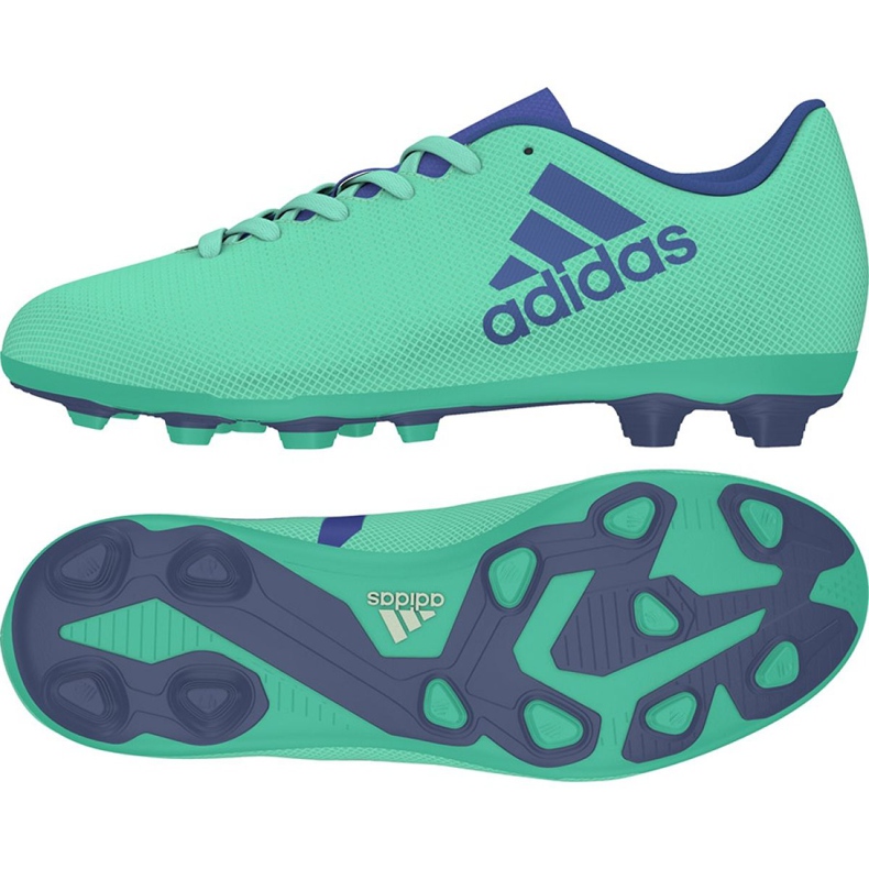 Ghete de fotbal Adidas X 17.4 FxG Jr CP9014 albastru verde Ghete de fotbal Adidas X 17.4 FxG Jr CP9014 albastru verde