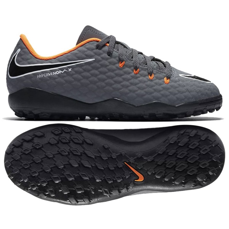 Pantofi de fotbal Nike Hypervenom PhantomX 3 Academy Tf Jr AH7294-081-S gri gri