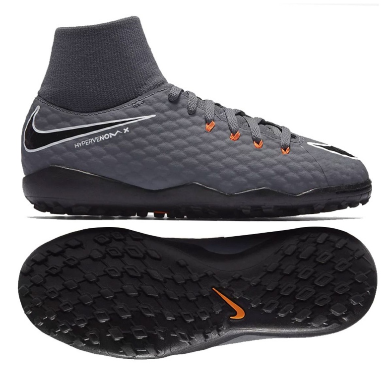 Pantofi de fotbal Nike Hypervenom PhantomX 3 Academy Df Tf Jr AH7293-081-S gri gri