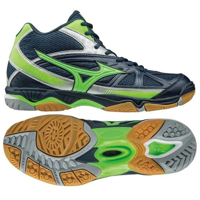 Pantofi de volei Mizuno Wave Hurricane 2 Mid M V1GA164536 albastru marin albastru marin