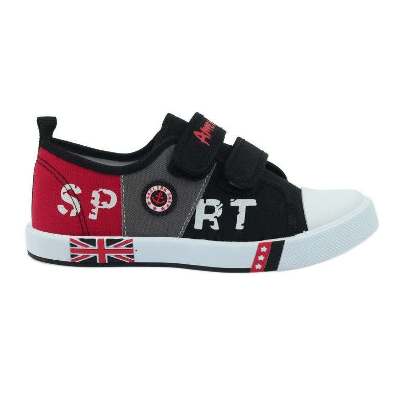 American Club Pantofi adidași copii cu steagul american Velcro negru alb gri roșu American Club Pantofi adidași copii cu steagul american Velcro negru alb gri roșu