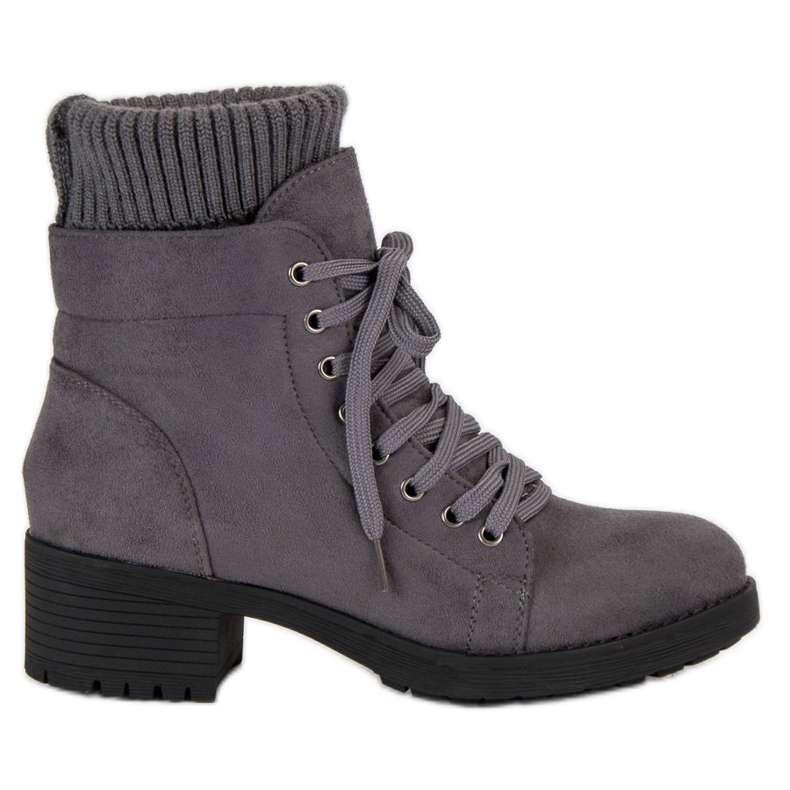 Seastar Cizme gri cu siret Seastar Cizme gri cu siret