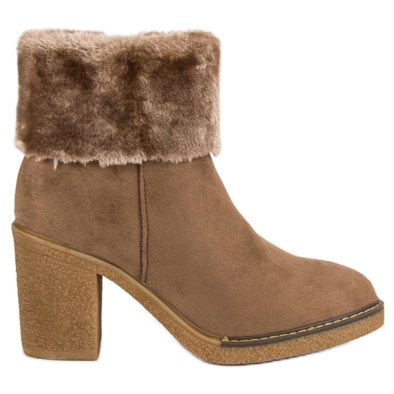 Seastar Cizme de piele intoarsa cu blana negru maro