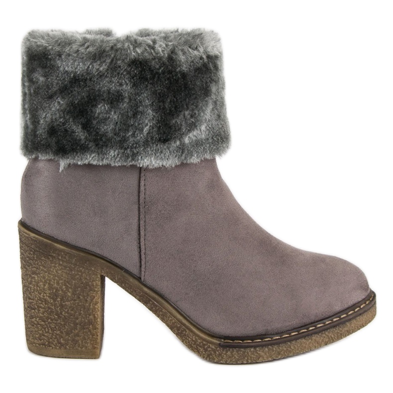 Seastar Ghete din piele de căprioară cu blană gri