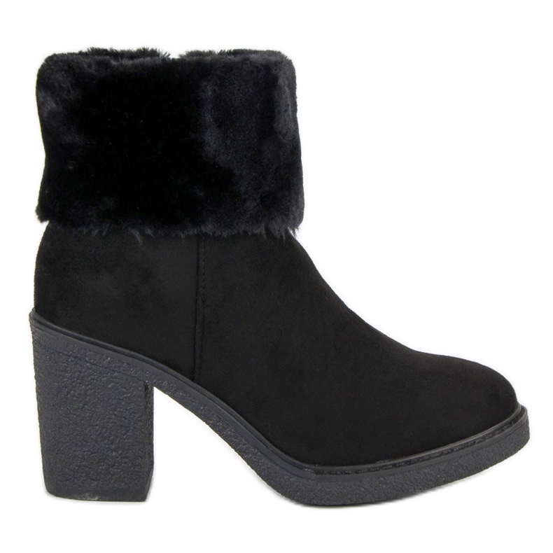 Seastar Ghete din piele de căprioară cu blană negru