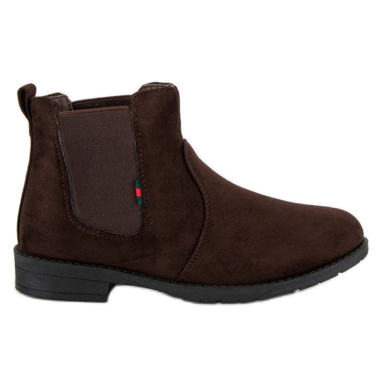 Lady Fashion Cizme de piele de căprioară alunecate maro