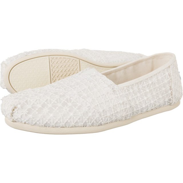Toms Crochet Dantelă Femei Alpargata 9633 alb