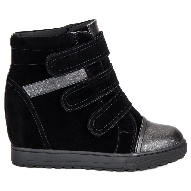 J. Star Tenisi negri cu velcro negru