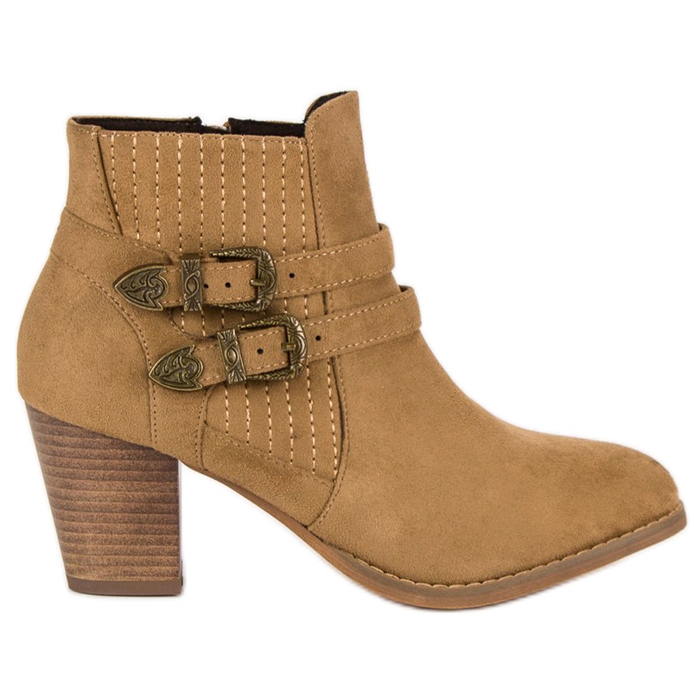 Corina Botine din piele de căprioară pe stâlp maro