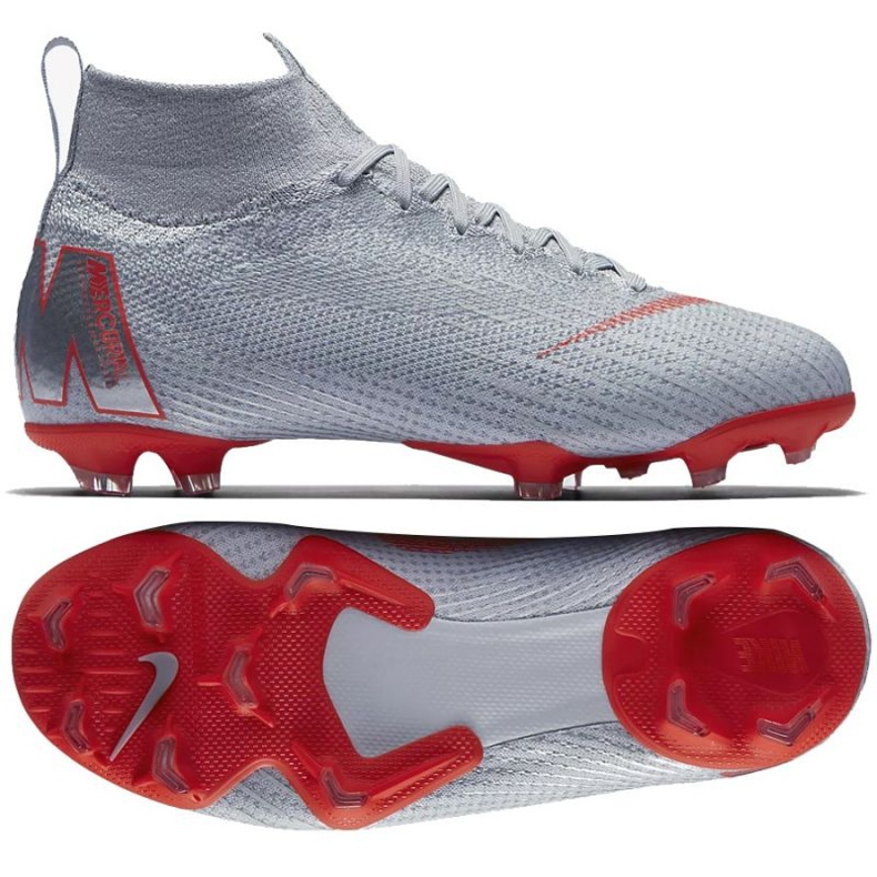 Pantofi de fotbal Nike Mercurial Superfly 6 Elite Fg Jr AH7340-060 gri argint Pantofi de fotbal Nike Mercurial Superfly 6 Elite Fg Jr AH7340-060 gri argint