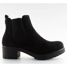 Cizme Jodhpur negre cu tocuri largi / negru B05