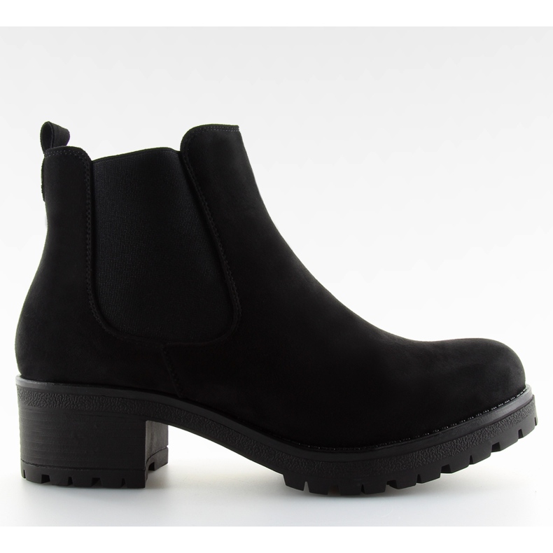 Cizme Jodhpur negre cu tocuri largi / negru B05